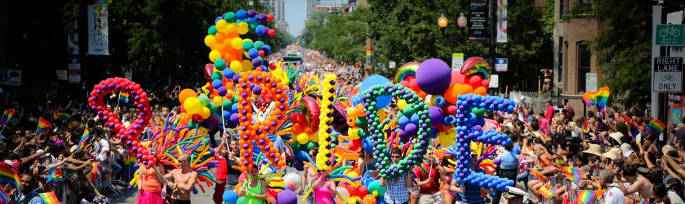 balloons that spell out PRIDE